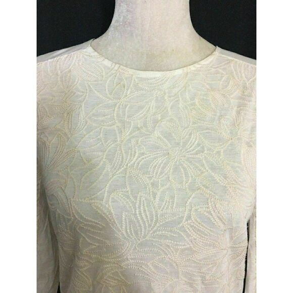 J Crew Ivory Floral Embroidered Long sleeve top - Picture 2 of 7